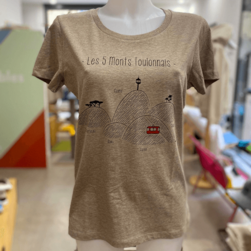Tee shirt femme sable "5 Monts Toulonnais" en coton bio By LMS Toulon