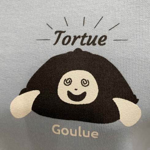 sweat molletonné mixte sportswear "Tortue Goulue" bleu ciel en coton bio By LMS