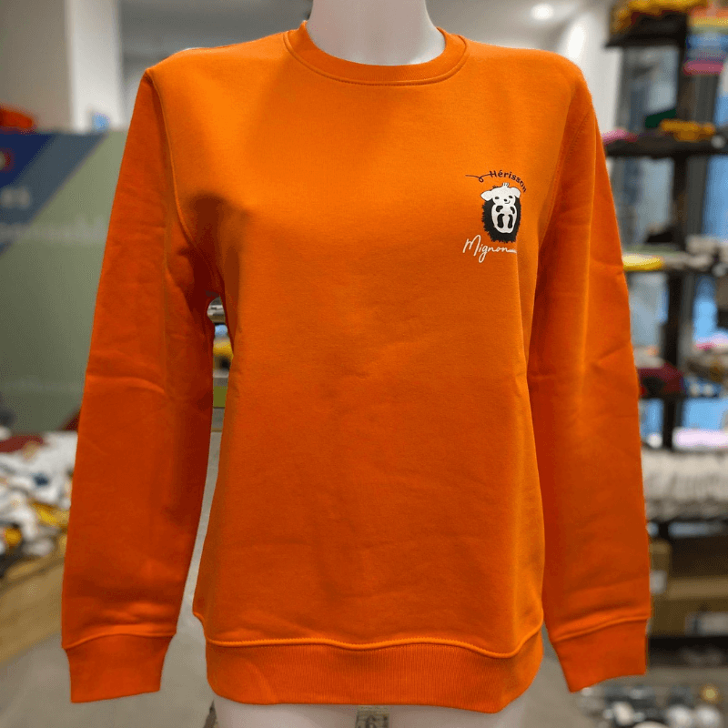 sweat molletonné unisexe sportswear "Hérisson Mignon" orange en coton bio By LMS