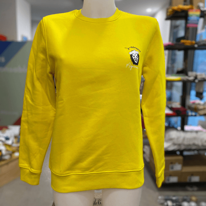 sweat molletonné unisexe sportswear "Hérisson Mignon" jaune en coton bio By LMS