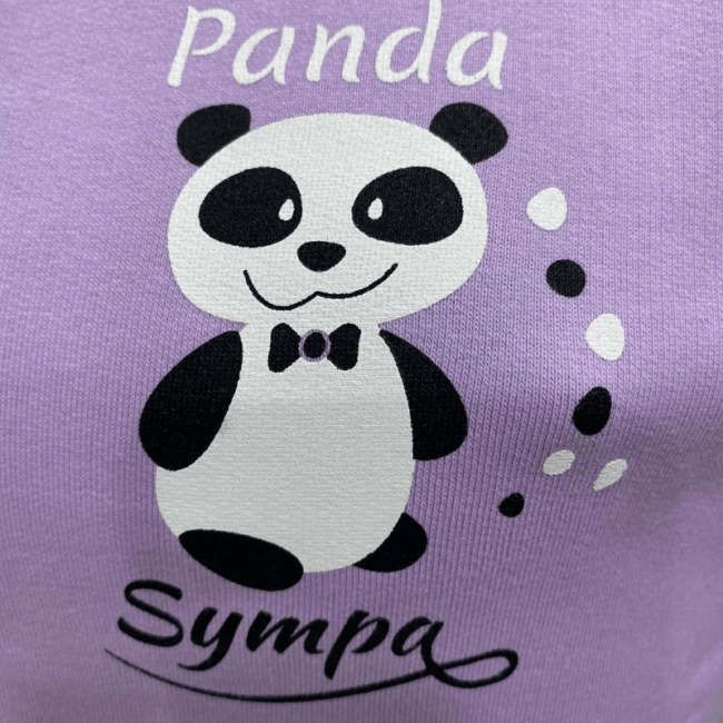 sweat coton bio molletonné unisexe sportswear "Panda Sympa" couleur lavande By LMS