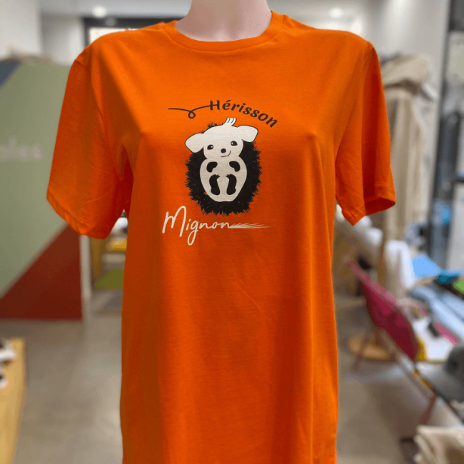 t shirt hérisson unisexe sportswear "hérisson mignon" orange en coton bio By LMS