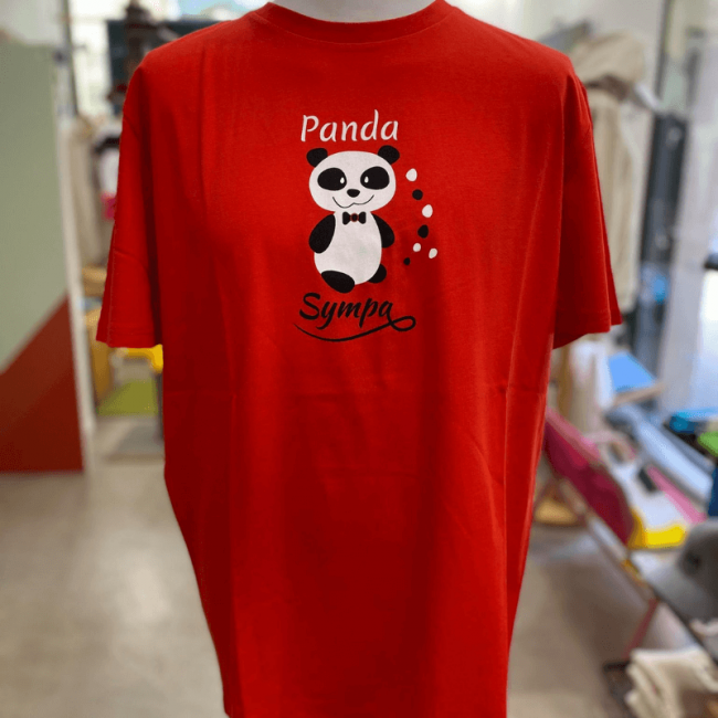 tee shirt fabrication francaise unisexe sportswear "Panda Sympa" rouge By LMS