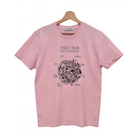 t-shirt stylé rose pivoine Planète Toulon en coton bio par By LMS