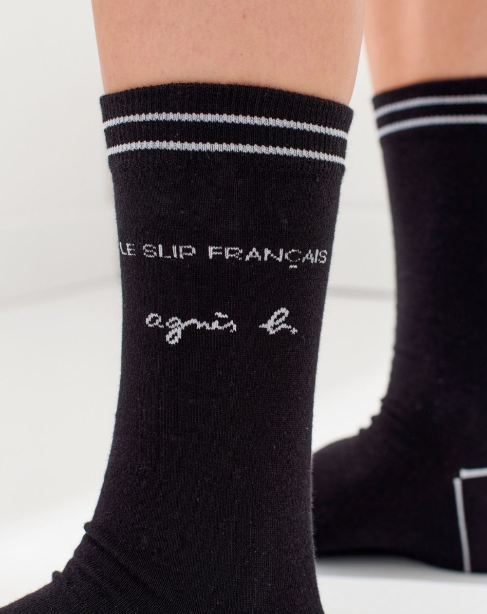 Chaussettes noir Agnès B x Le Slip Français, Les Lucas fabriqué en france en coton biologique