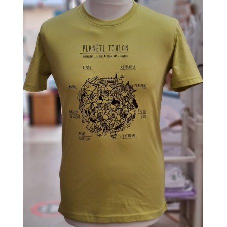 t-shirt stylé vert tilleul Planète Toulon en coton bio par By LMS