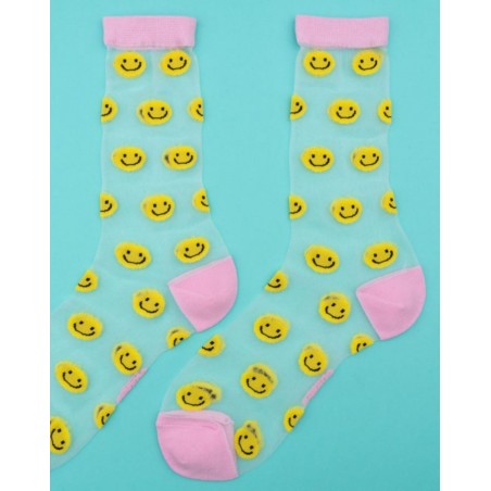 Chaussettes rigolotes transparentes et colorées mixte Coucou Suzette "Smiley"