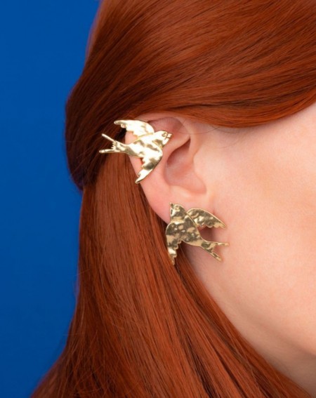 boucles d'oreilles originales fantaisies plaqué or "Hirondelle" de la marque Coucou Suzette