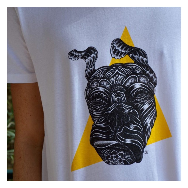 tee shirt homme fabrication francaise "Guell tongue jaune"