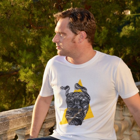 tee shirt homme fabrication francaise "Guell tongue jaune"