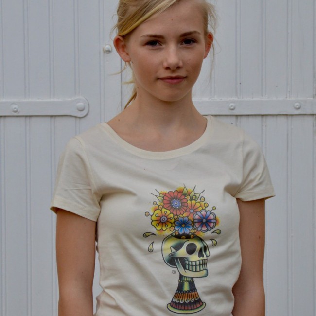 T-shirt Femme design coton bio "Skull flower" ...by LMS