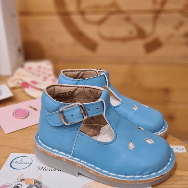 Chaussures en cuir végétalien Mixte enfants Classy bleu approuvé Peta